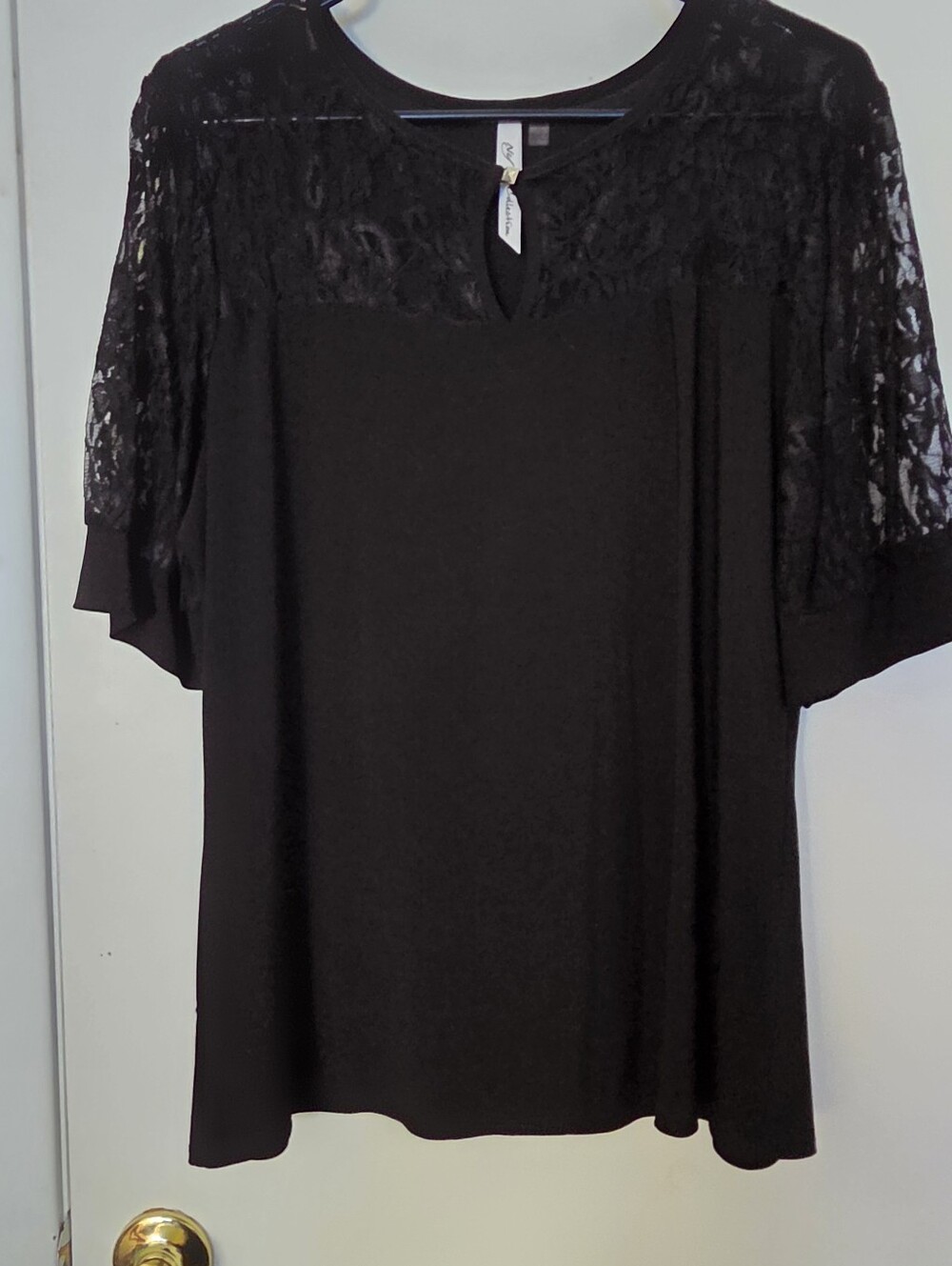 JM Collection Black Lace Sleeve Blouse